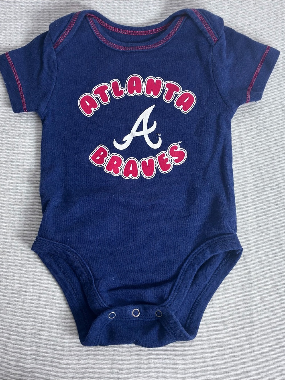 Atlanta Braves MLB Baby Onesie Short Sleeve Navy Blue 3-6 Months